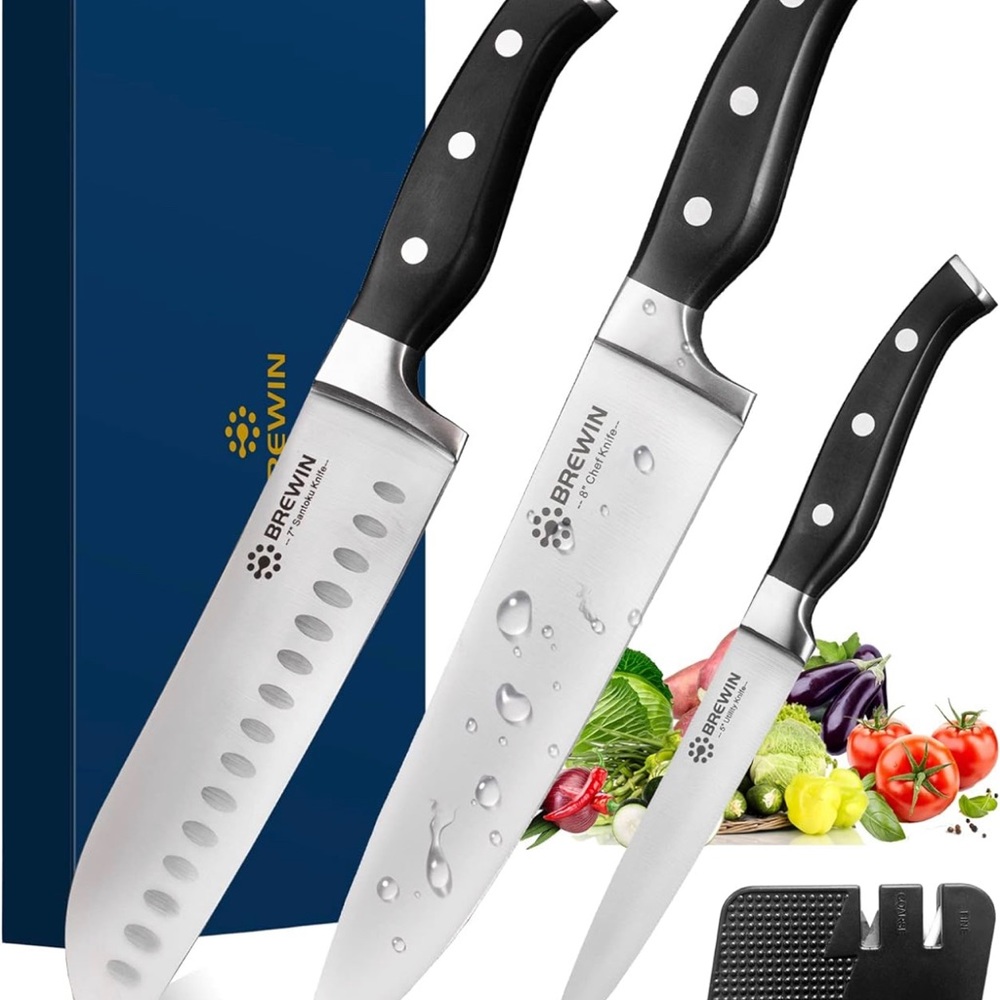 Professional chef knives BREWIN w sharpener. Solid